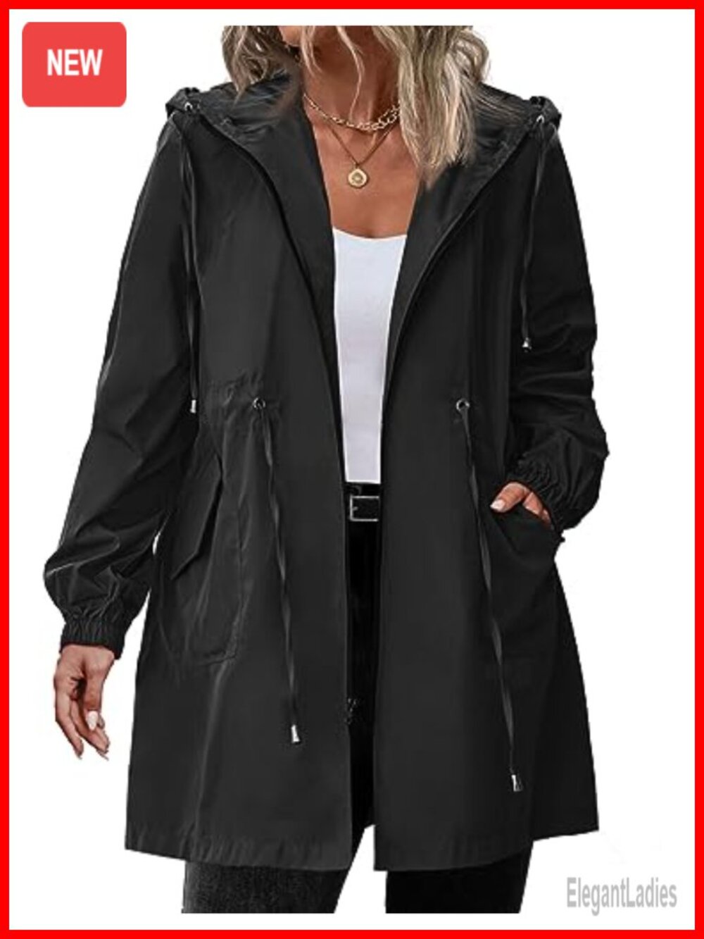 Women's Plus Size Waterproof Rain Jacket with Hood